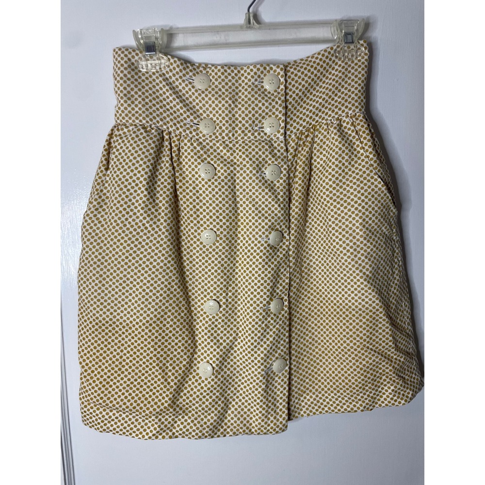 COMME‎ TOI Polka Dot High Waisted Button Front Mini Skirt Size S